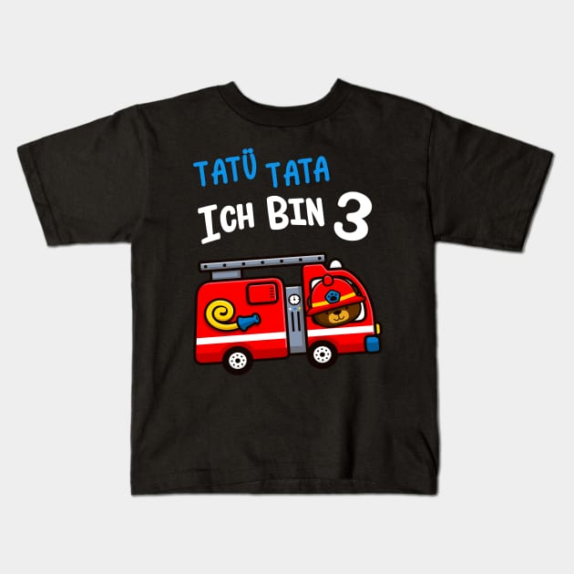 Kinder 3. Geburtstag Feuerwehrauto Jungen 3 Jahre Kids T-Shirt by Foxxy Merch